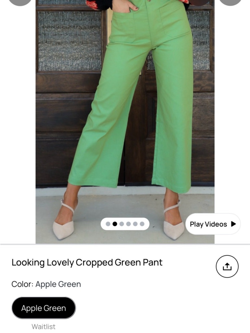 Cropped High-Waist Pants in Apple Green